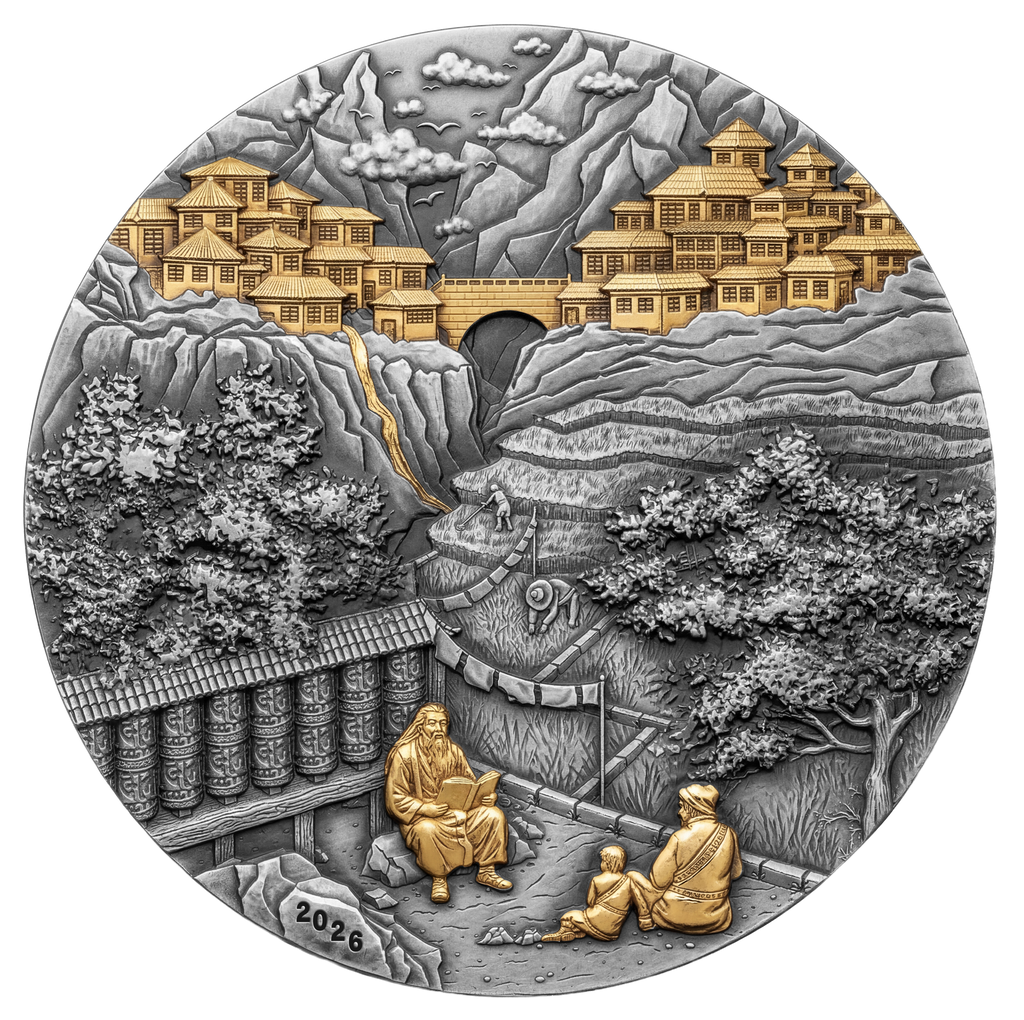 2026 Samoa Shangri-La 5oz Silver Antiqued Sliding Coin – Box & COA