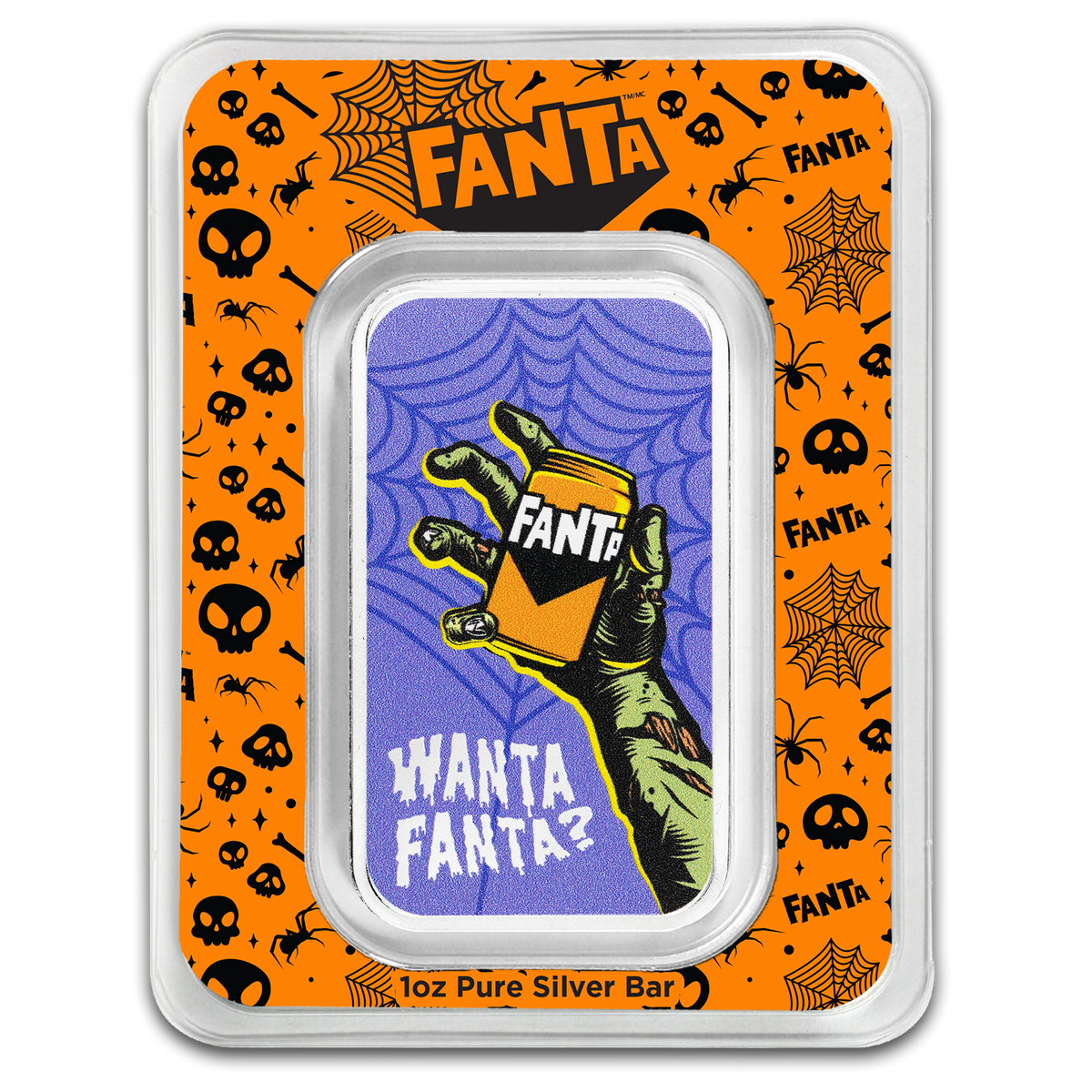 2026 PAMP Fanta® Halloween 1 oz Silver Colorized Bar in Card – Mintage 5,000