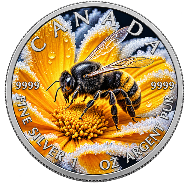 2025 Winter Bumblebee Canada Maple Leaf 1oz Silver Coin