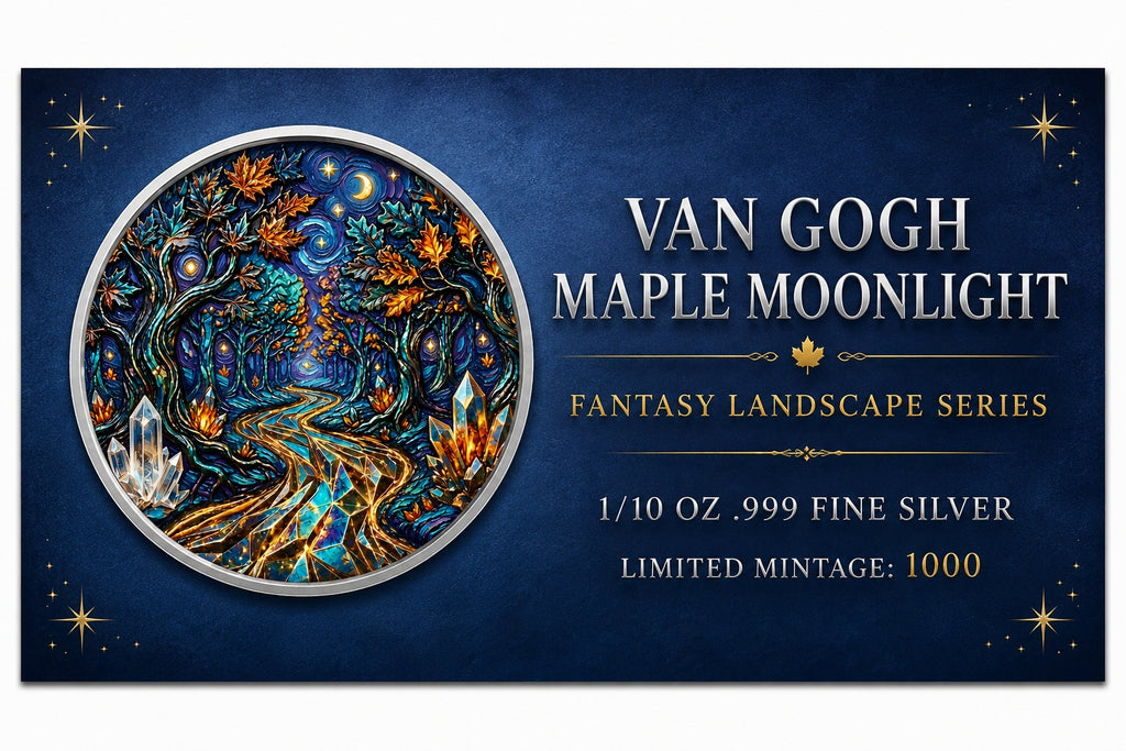 Van Gogh Maple Moonlight Colorized 1/10 oz Silver Round