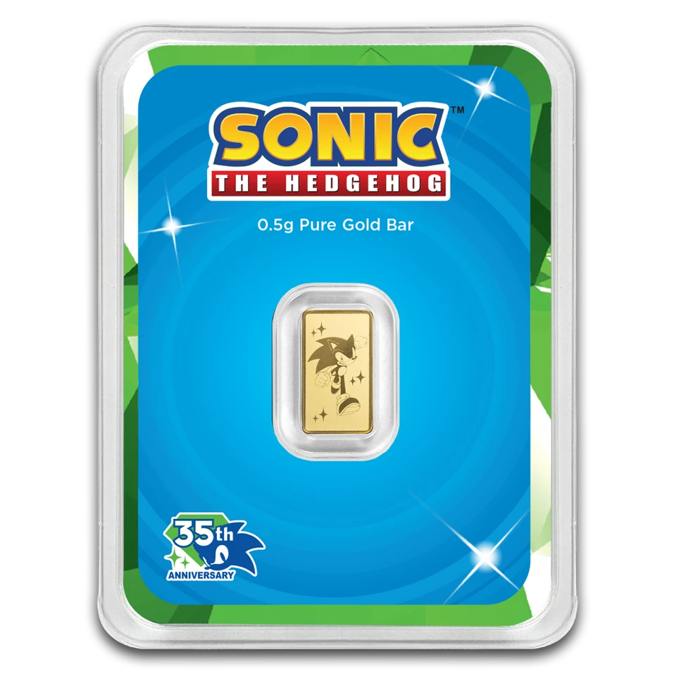 Sonic the Hedgehog™ 35th Anniversary – 0.5g .9999 Fine Gold Bar in TEP – Mintage 7,500