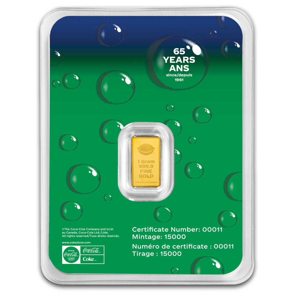 2026 Sprite 65th Anniversary 1g Gold Bar in TEP
