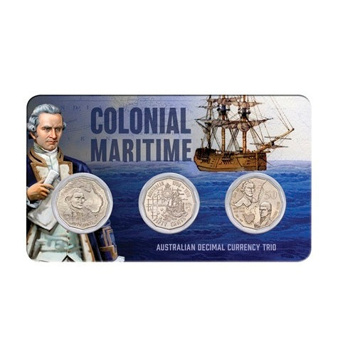 Australia Colonial Maritime 50c Cupro-Nickel Uncirculated 3-Coin Set