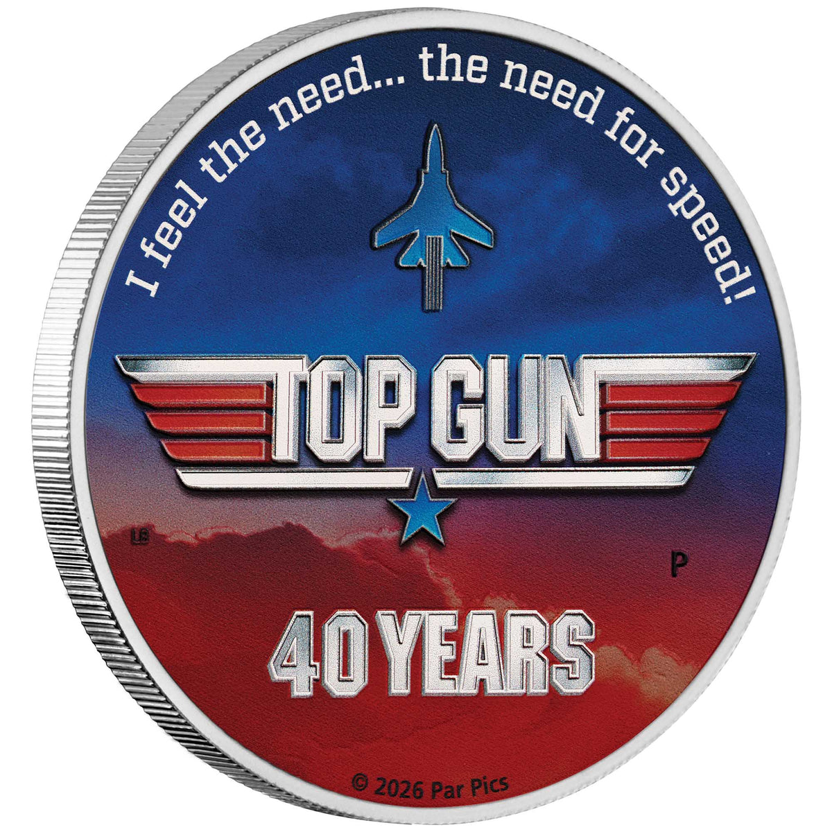 40 Years of Top Gun 2026 1oz Silver Coloured Coin Perth Mint 40th Anniversary mintage 3000