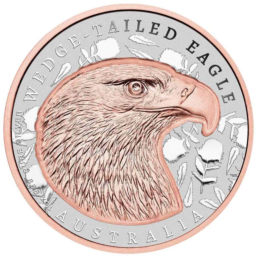 Native Impressions Wedge-Tailed Eagle 2026 $2 Rose Gold-plated Incuse 1oz Silver Proof Coin