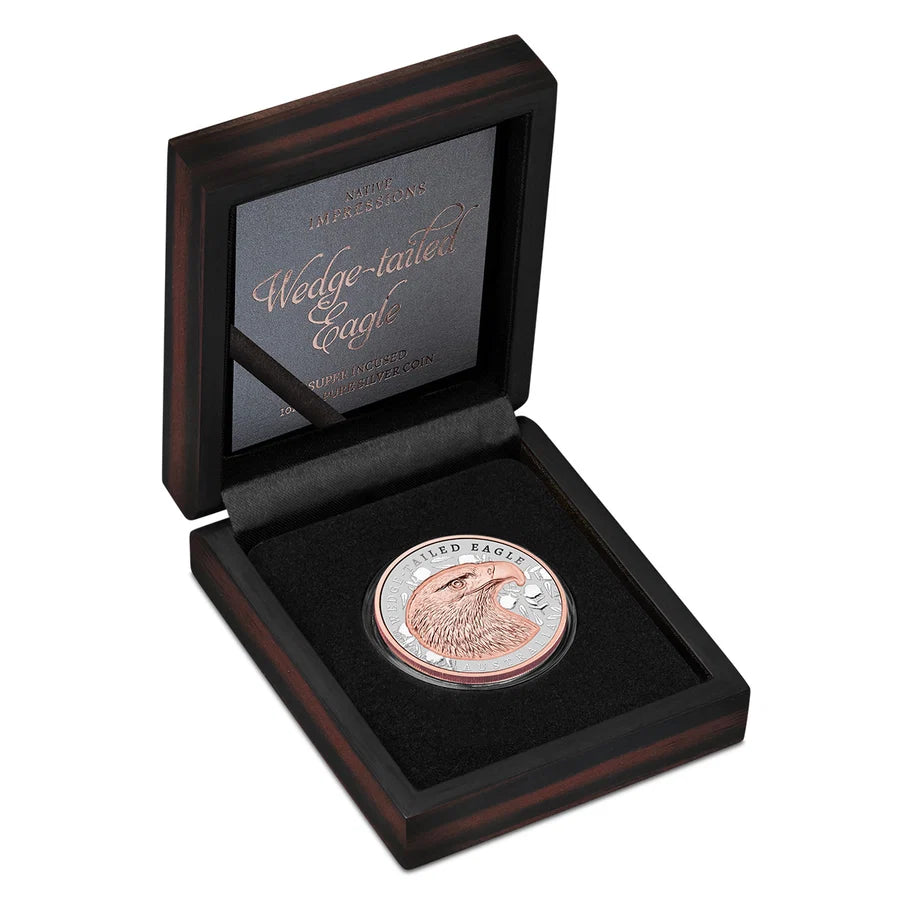 Native Impressions Wedge-Tailed Eagle 2026 $2 Rose Gold-plated Incuse 1oz Silver Proof Coin