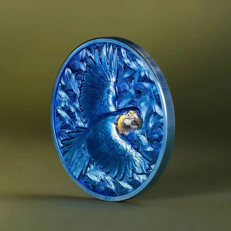 Spectrum Parrot 2026 $5 Ultra High Relief Prisma-Plated 1oz Silver Proof Coin