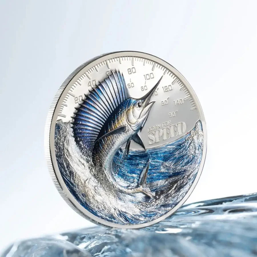 Born for Speed Sailfish 2027 $5 Ultra High Relief Colour 1oz Silver Proof Coin