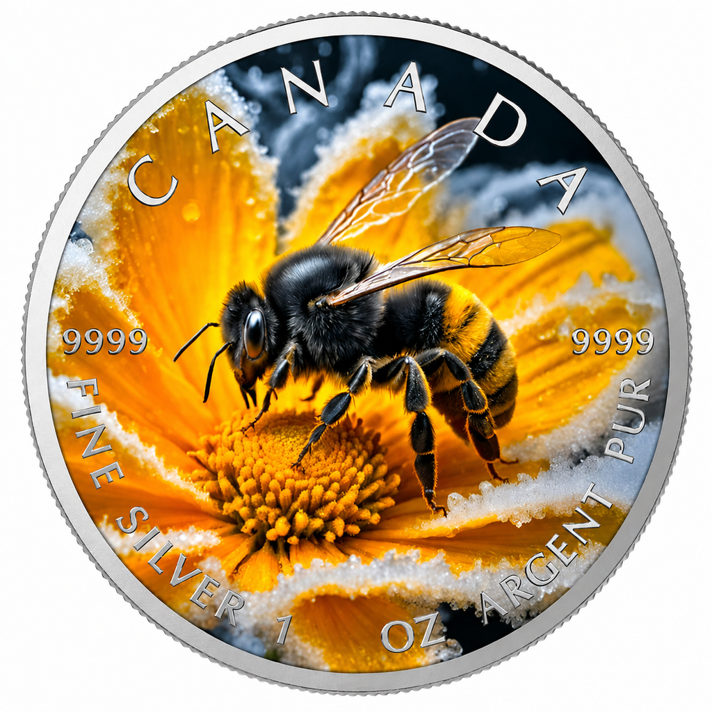 Canadian Bumble Bee 2025 Coloured 1oz Silver Coin