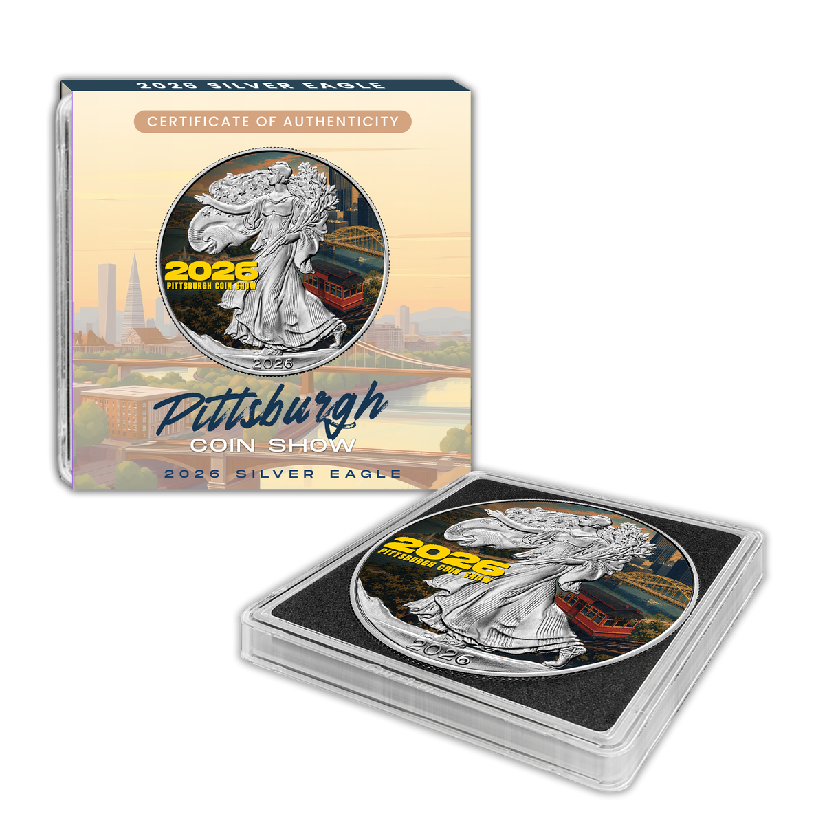 2026 U.S. Eagle Pittsburgh Coin Show Edition 1oz Silver Coin – Colourised | Limited Edition 2,026