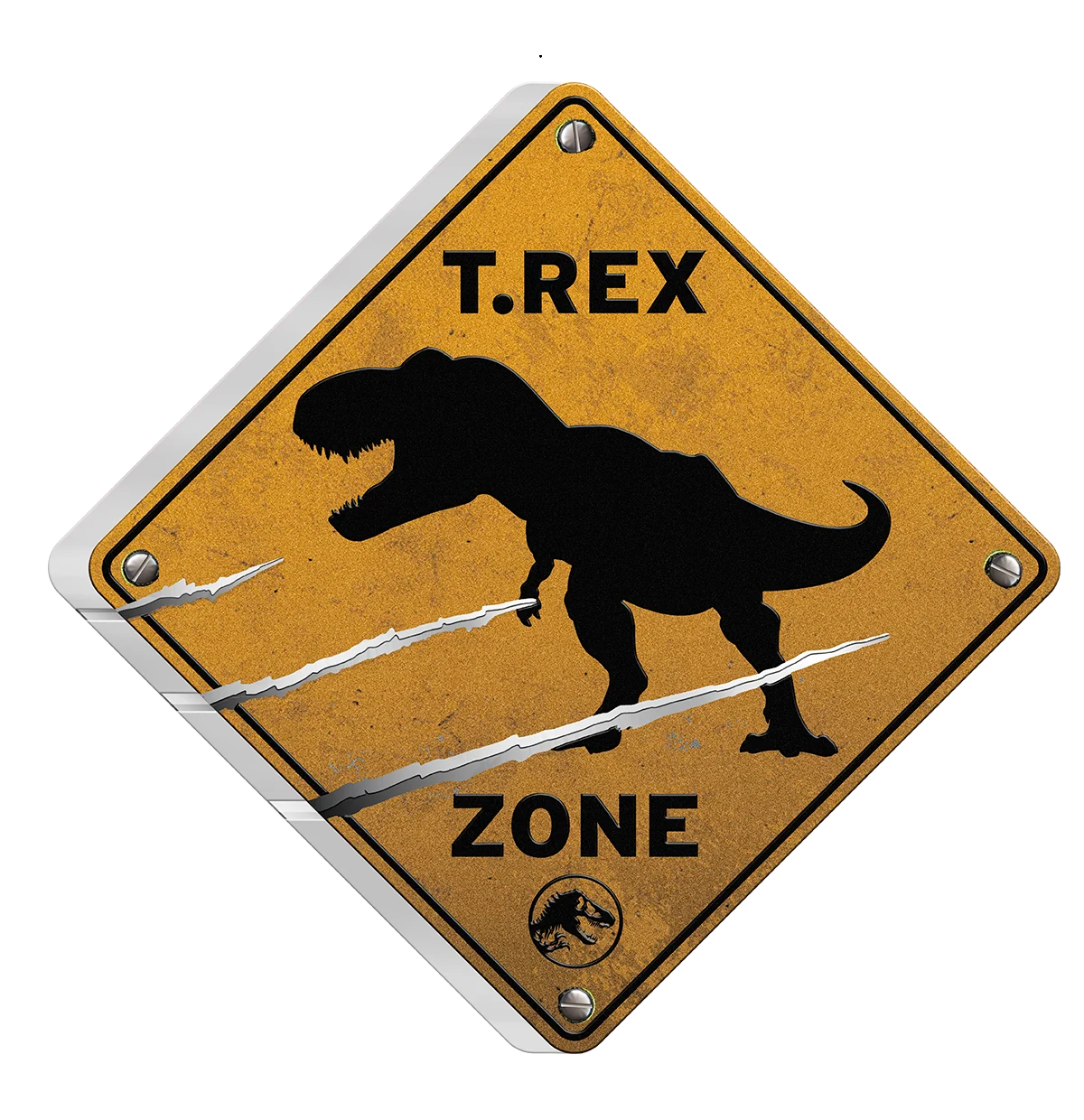 2022 Jurassic World Dominion 2oz Silver T. Rex Sign Shaped Coin 005/600 COA