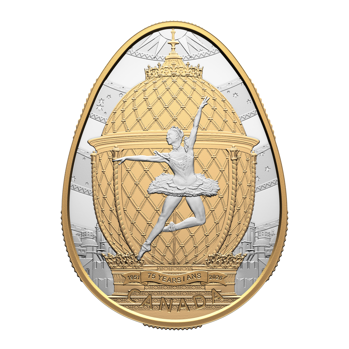 2026 Royal Canadian Mint National Ballet of Canada 75th Anniversary 1oz Silver Proof Egg Shaped Coin