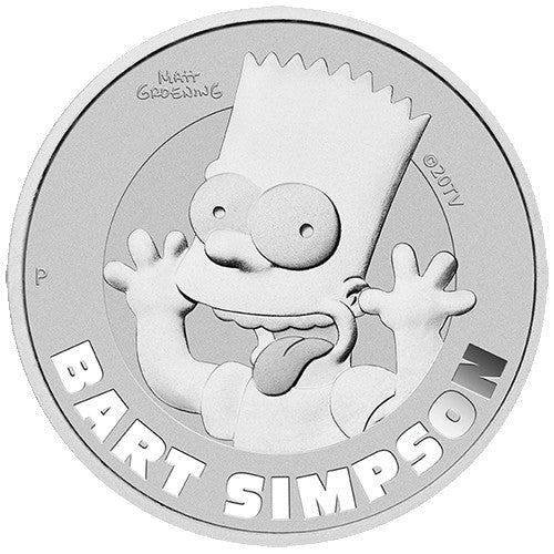 2022 $1 Bart Simpson 1oz Silver Coin in Card