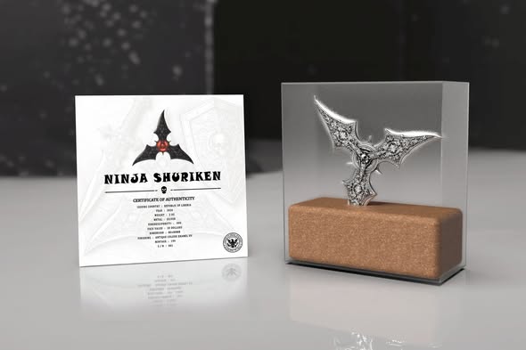 SHURIKEN Ninja 2oz Silver Coin – $20 Liberia 2026