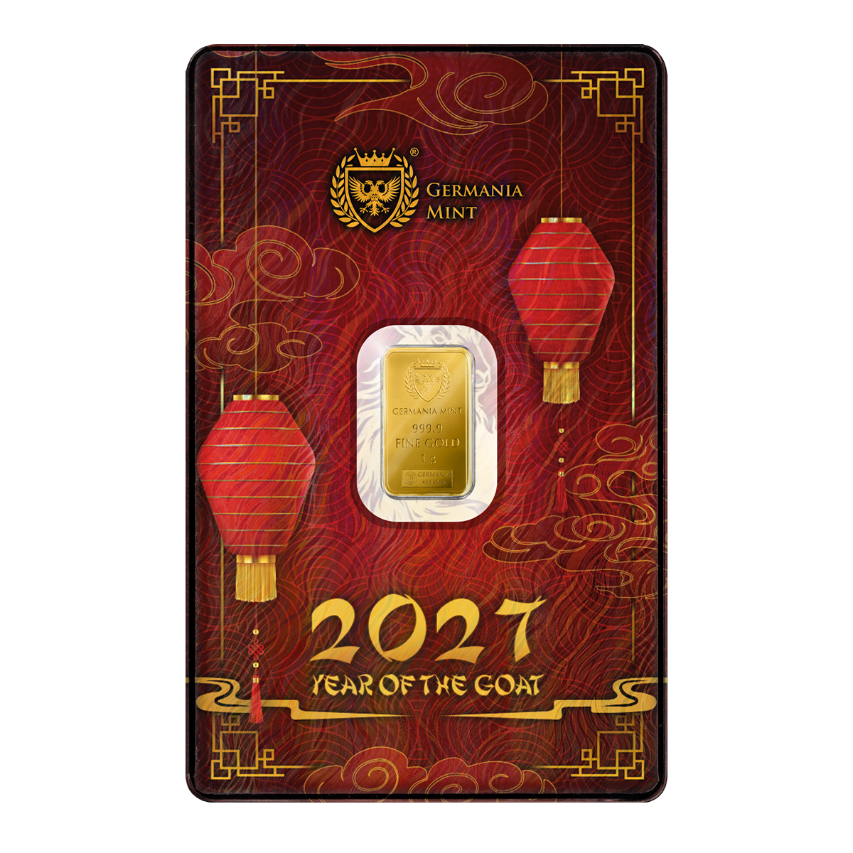2027 Germania Mint Chinese Year of the Goat 1g Gold Minted Bar