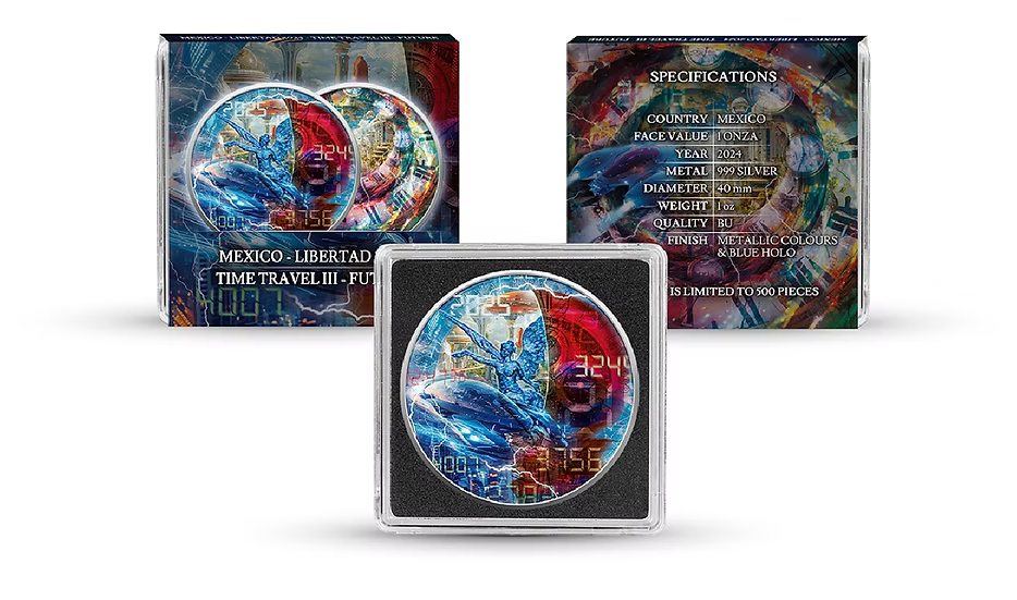 Mexico Libertad – Time Travel III 2024 1 oz Silver BU Colourised Coin
