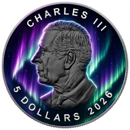 2026 Canada Maple Leaf – Aurora Borealis 1 oz Silver Coin – Mintage 500