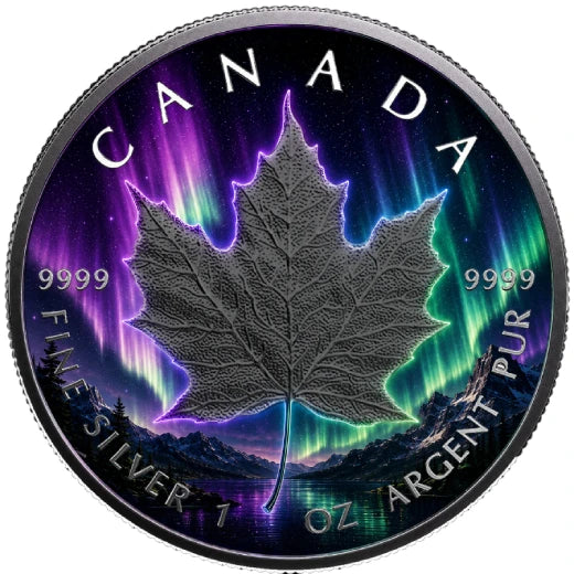 2026 Canada Maple Leaf – Aurora Borealis 1 oz Silver Coin – Mintage 500