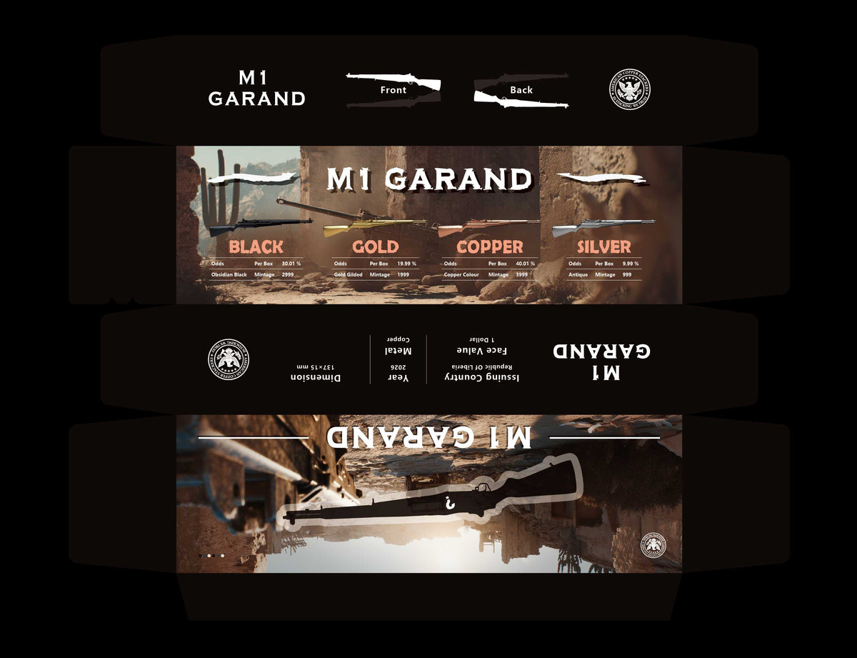 M1 Garand Copper Blind Box – 2026 Liberia $1 Shaped Collectible