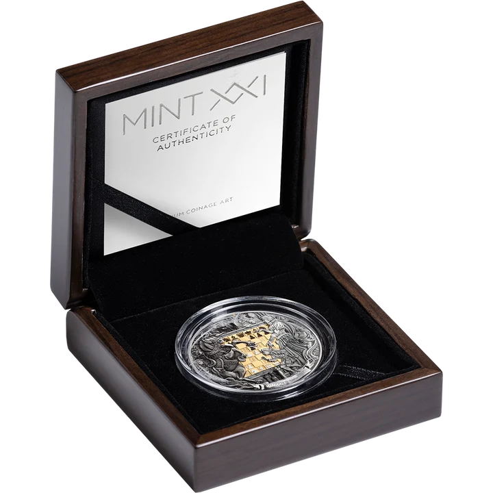 Chess Battle: Queen’s Gambit 2026 3 oz Silver Antique High Relief Coin - MINT XXI