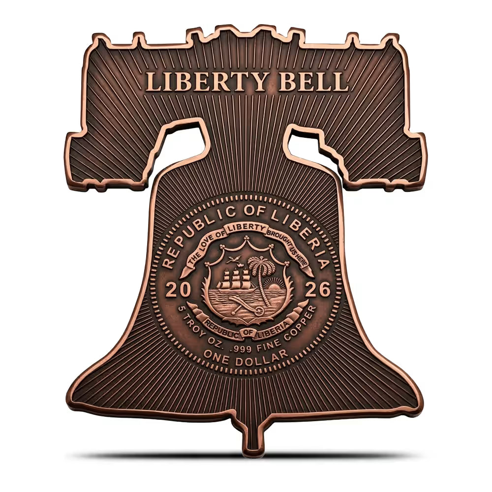 2026 5 oz Antique Liberia Copper Liberty Bell Coin (Velvet Bag + CoA)