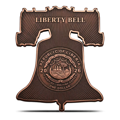 2026 5 oz Antique Liberia Copper Liberty Bell Coin (Velvet Bag + CoA)