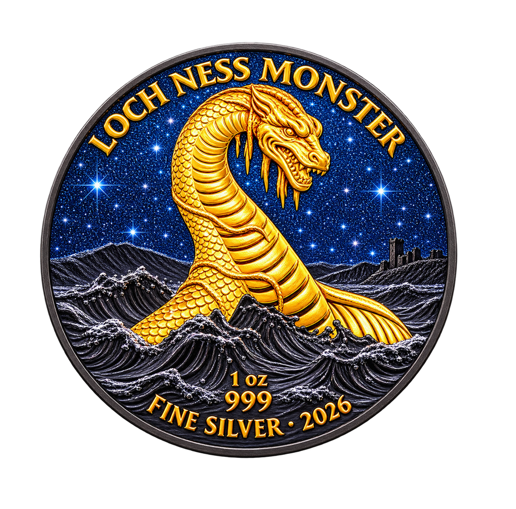 LOCH NESS MONSTER Diamond Dust 1oz Silver Coin – £2 Great Britain 2026