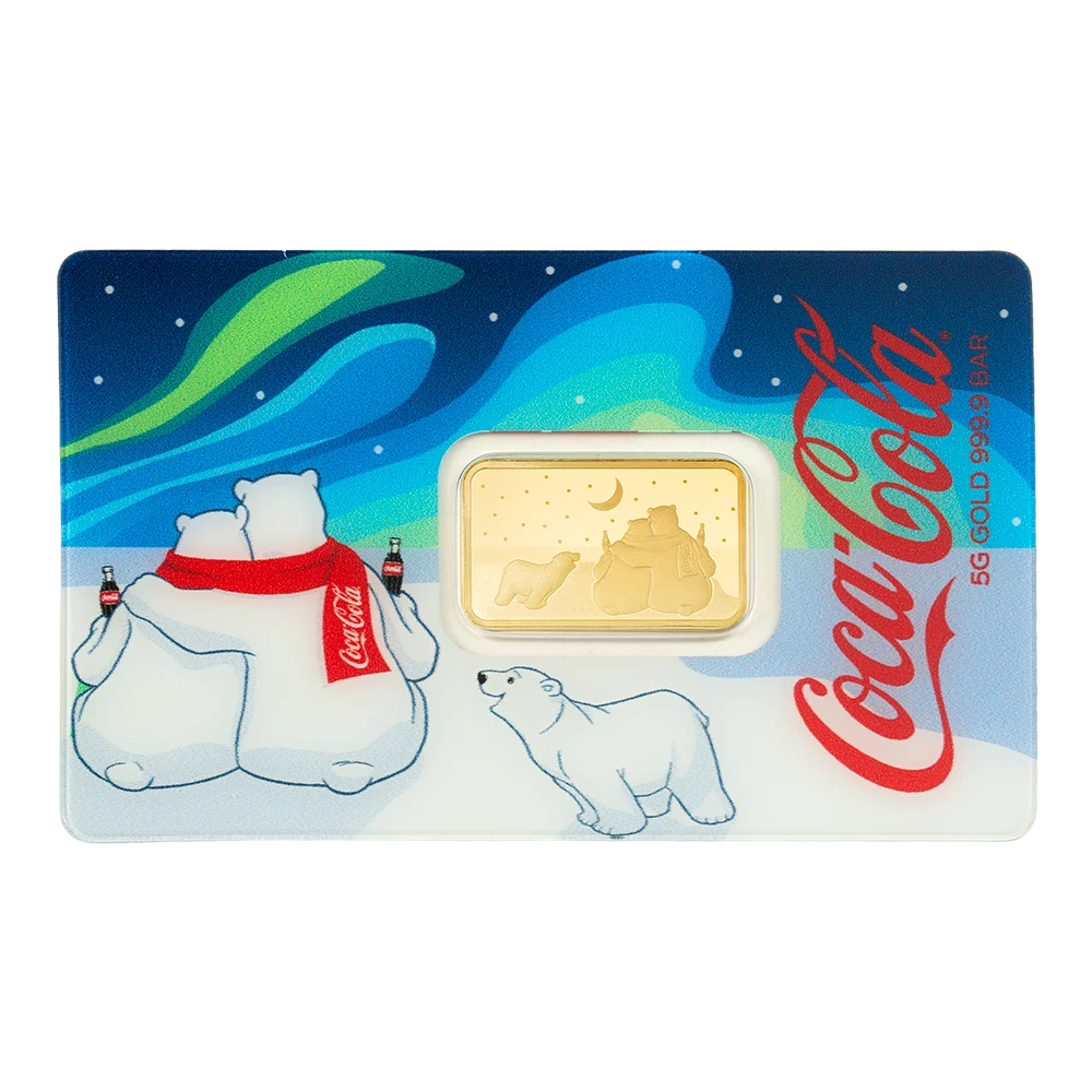 Coca-Cola Polar Bears 3 5 Gram Gold Collectible Bar
