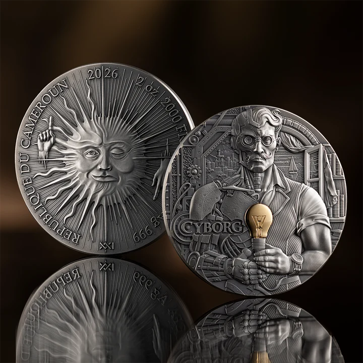 Dual Essence Cyborg 2026 2 oz Silver Antique High Relief Coin - MINT XXI