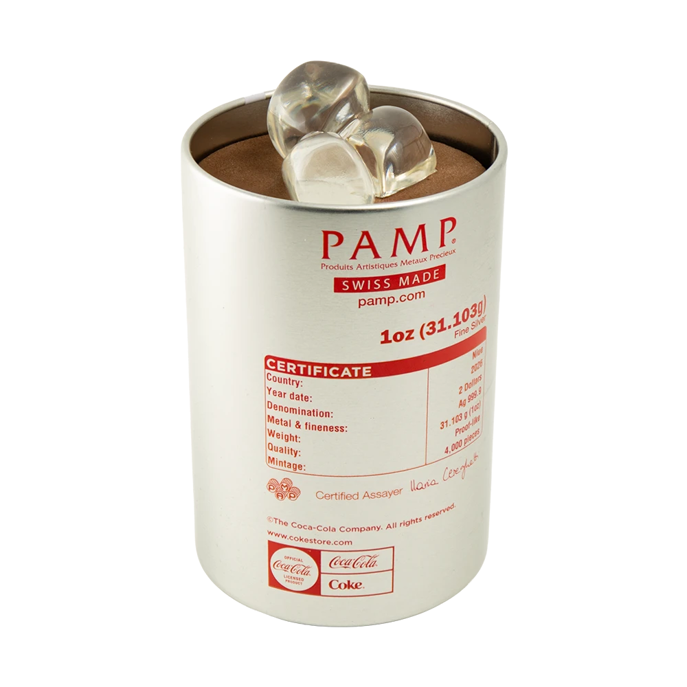2026 PAMP Diet Coke 1oz .9999 Fine Silver Colorized Shaped Coin limited mintage 4000