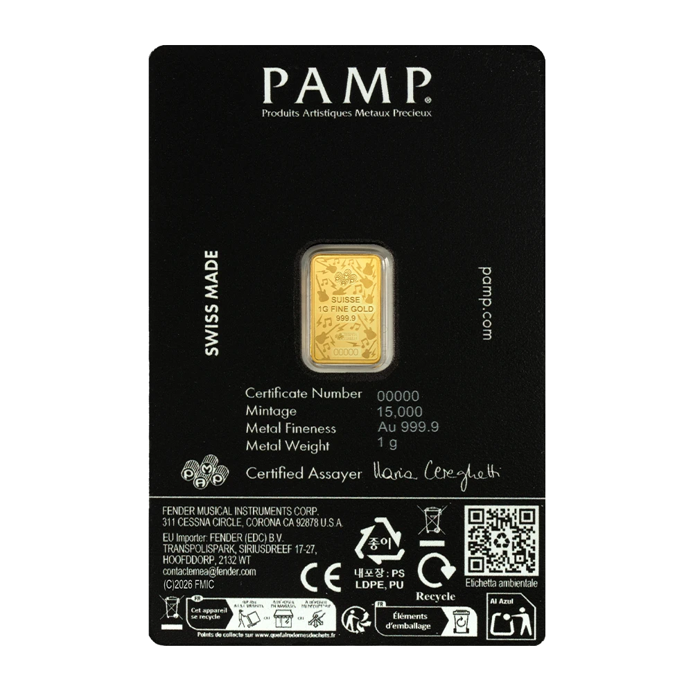 Fender® 80th Anniversary 1g Gold Bar