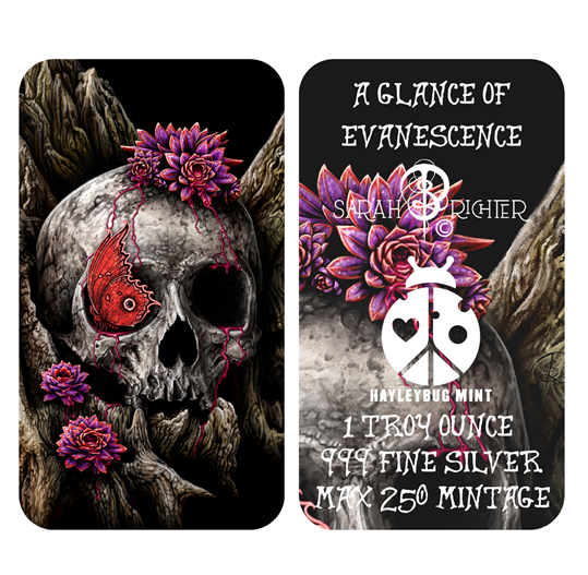 A Glance of Evanescence by Sarah Richter – Hayleybug Mint 1 oz .999 Fine Silver Art Bar