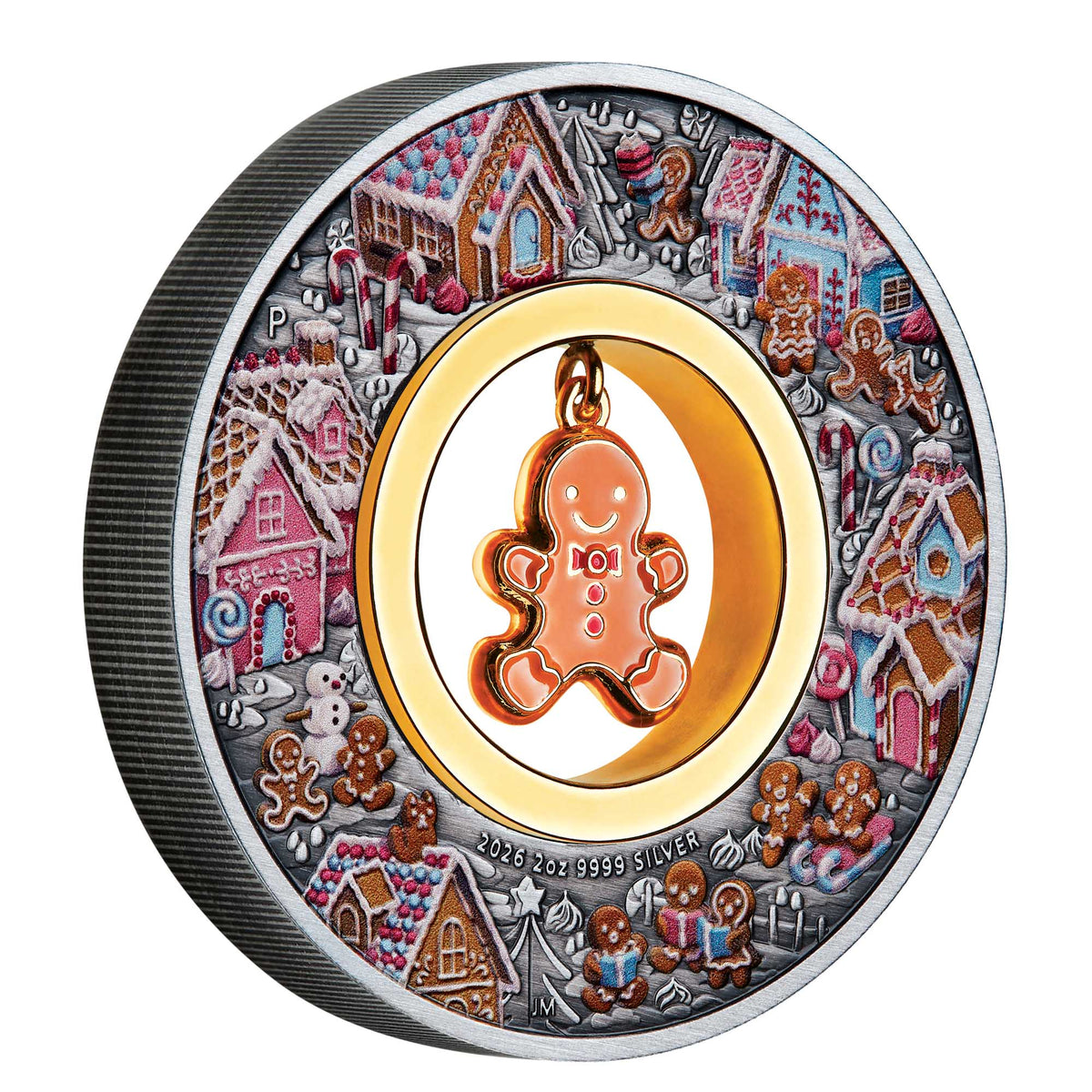 Gingerbread Christmas 2026 2oz Silver Antiqued Coloured Coin Perth Mint mintage 3000