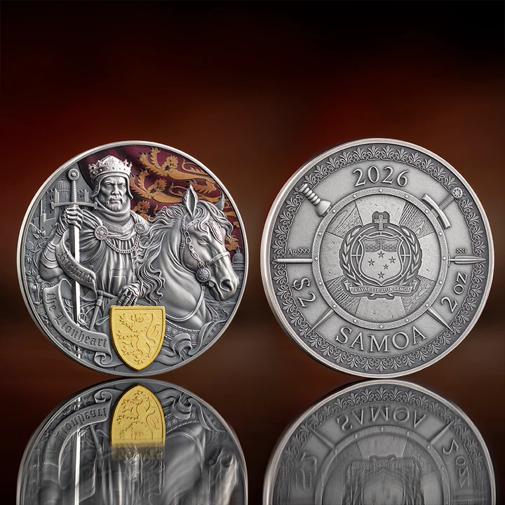 Legends of Battlefield: Richard the Lionheart 2026 2 oz Silver Antique High Relief Coin - MINT XXI