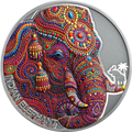 Patterns of the World: Indian Elephant 2026 2 oz Silver Antique High Relief Coin - MINT XXI