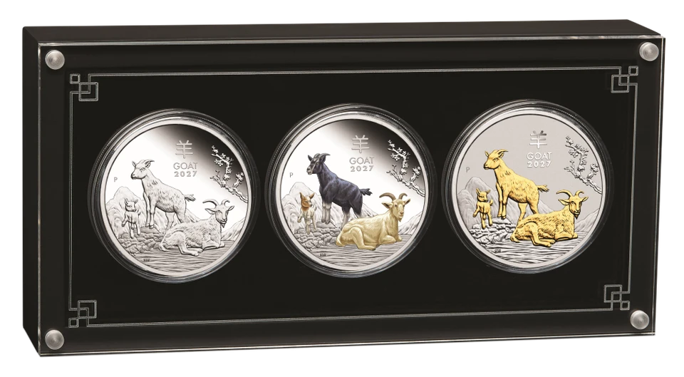 Perth Mint 2027 Year of the Goat 1oz Silver Trio Three Coin Set