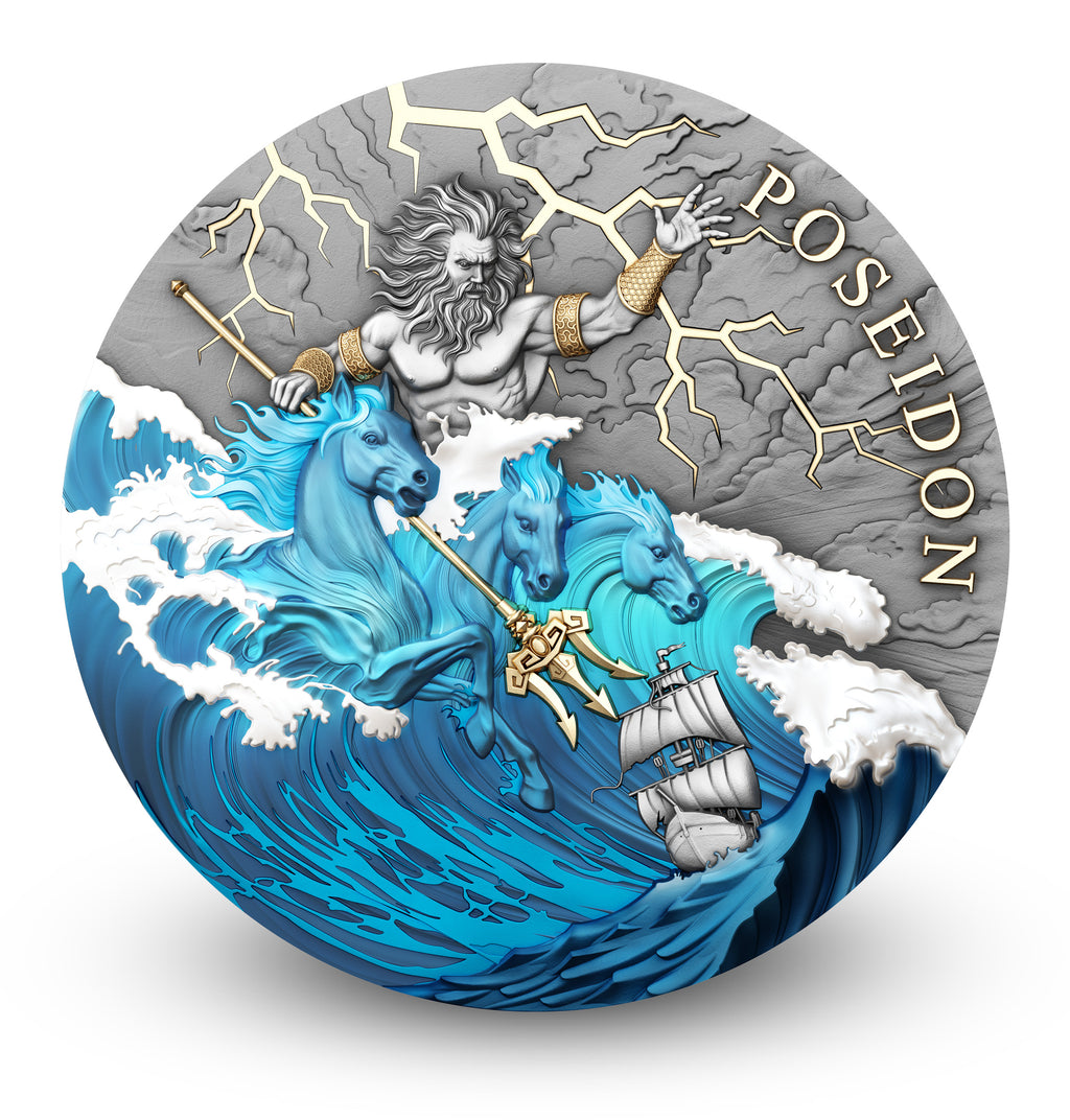 2026 Niue Poseidon Colorized 2 oz Silver Coin