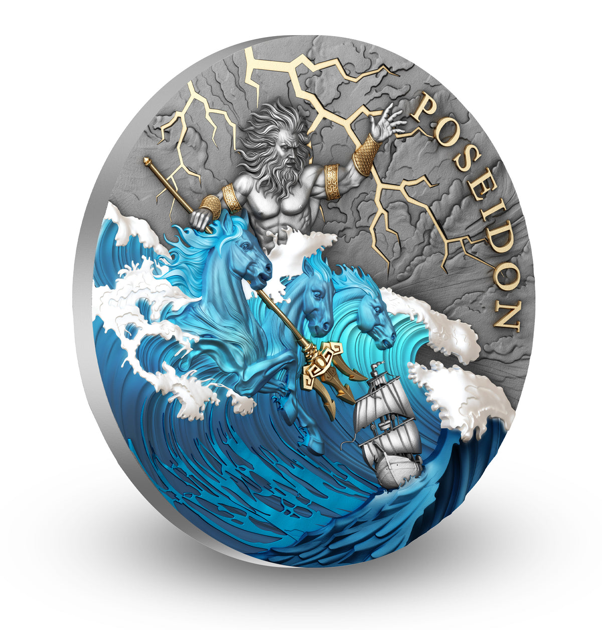 2026 Niue Poseidon Colorized 2 oz Silver Coin