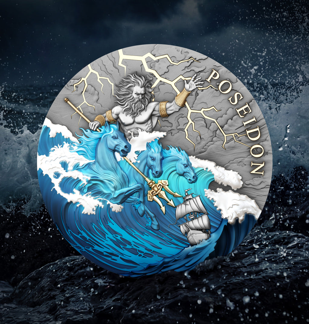 2026 Niue Poseidon Colorized 2 oz Silver Coin