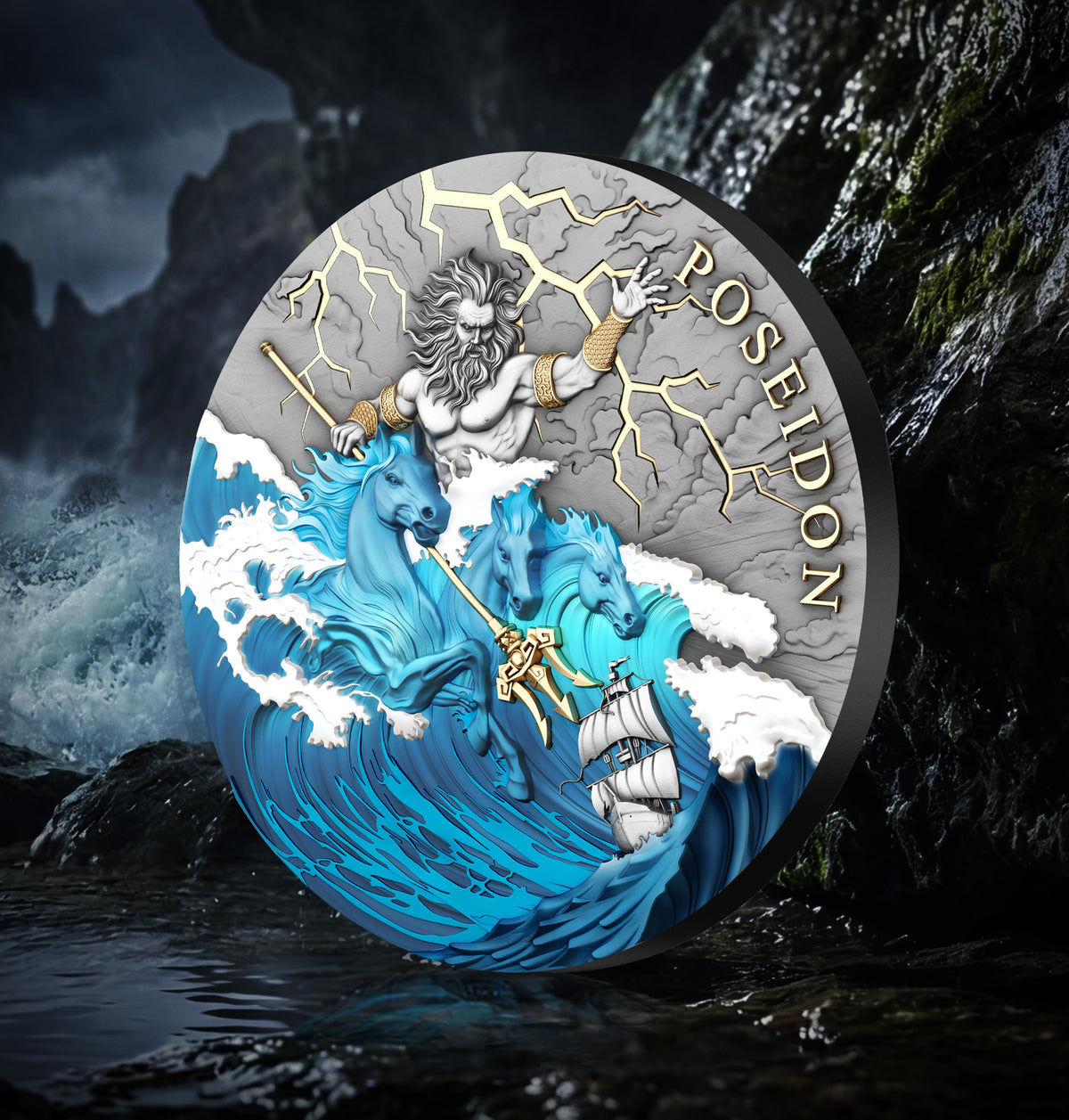 2026 Niue Poseidon Colorized 2 oz Silver Coin