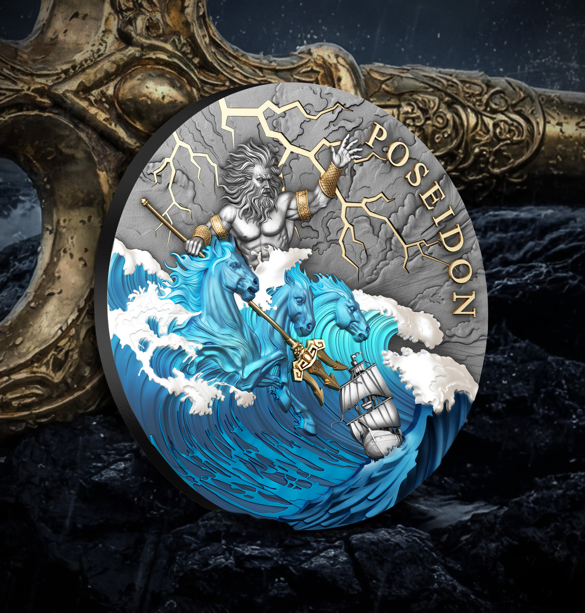 2026 Niue Poseidon Colorized 2 oz Silver Coin