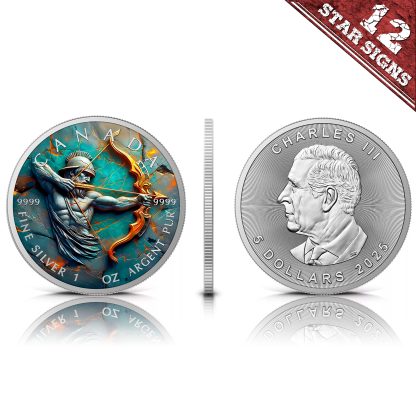 Sagittarius – Stone Zodiac Series 2025 $5 Canada 1 oz Silver Coloured Coin