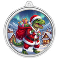 Scottsdale Mint Christmas T-Rex Santa 1 oz Silver Colorized Round Christmas Ornament
