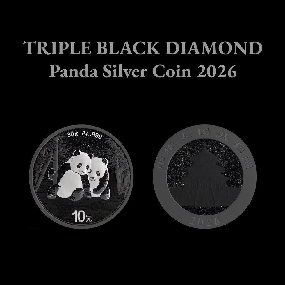 2026 China Panda – Triple Black Diamond Edition 30g Silver Coin – 250 Mintage