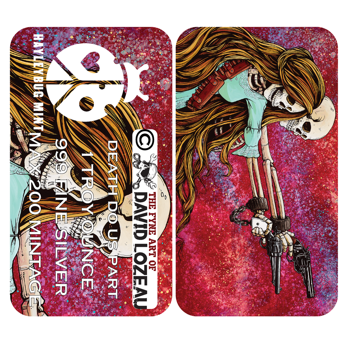Death Do Us Part by David Lozeau – Hayleybug Mint 1 oz .999 Fine Silver Art Bar