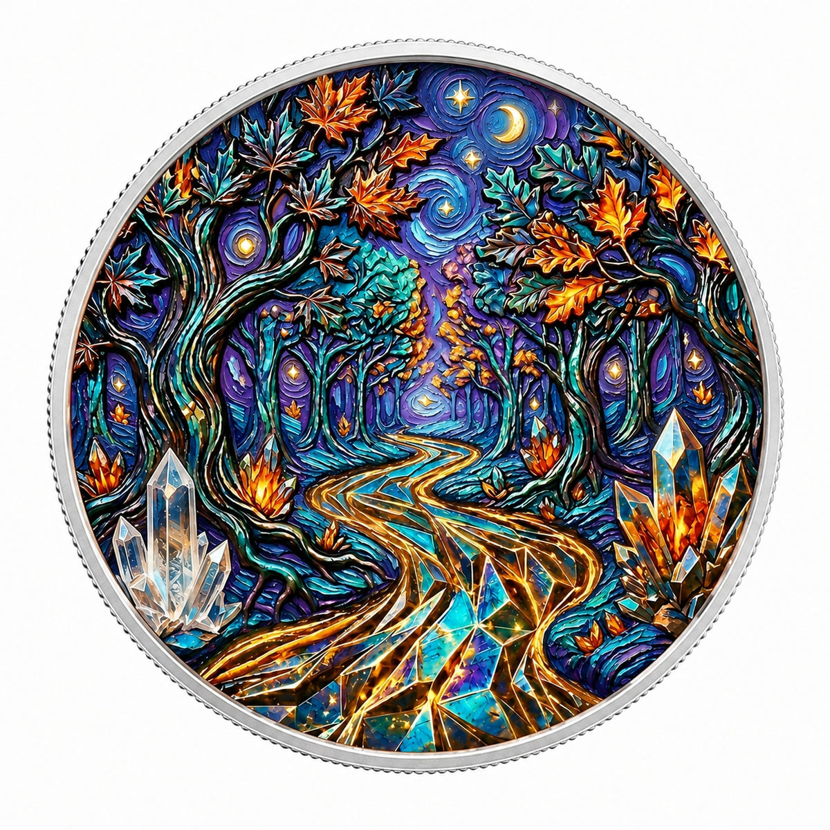 Van Gogh Maple Moonlight Colorized 1/10 oz Silver Round