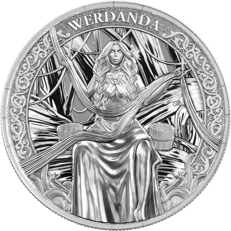 2026 Germania Mint Norns: Werdanda 1oz Silver BU Coin – 5 Mark .9999 Fine Silver