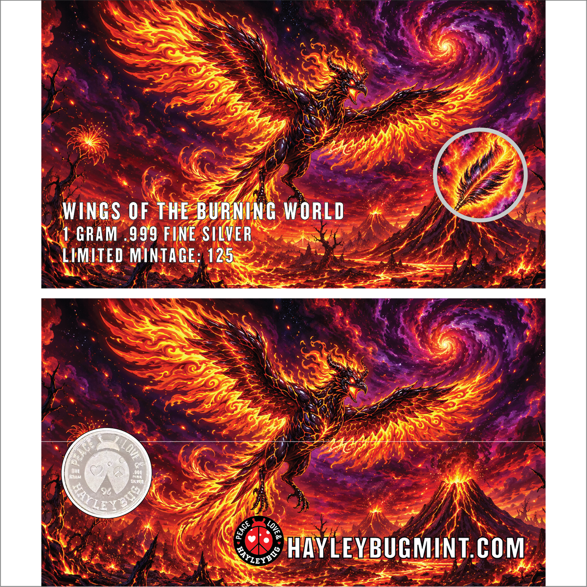 Wings of the Burning World – Hayleybug Mint 1 Gram .999 Fine Silver