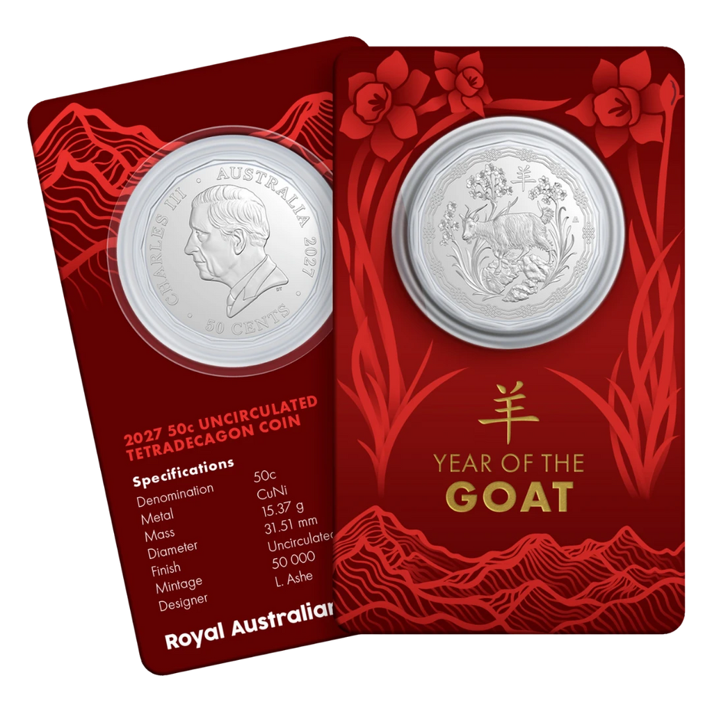 2027 50c Lunar Series – Year of the Goat Uncirculated Tetradecagon Coin