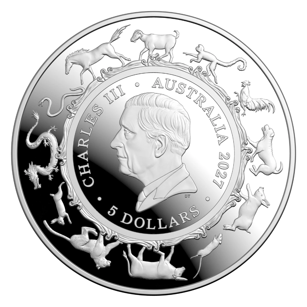 2027 $5 Lunar Series – Year of the Goat Silver Proof Domed Coin